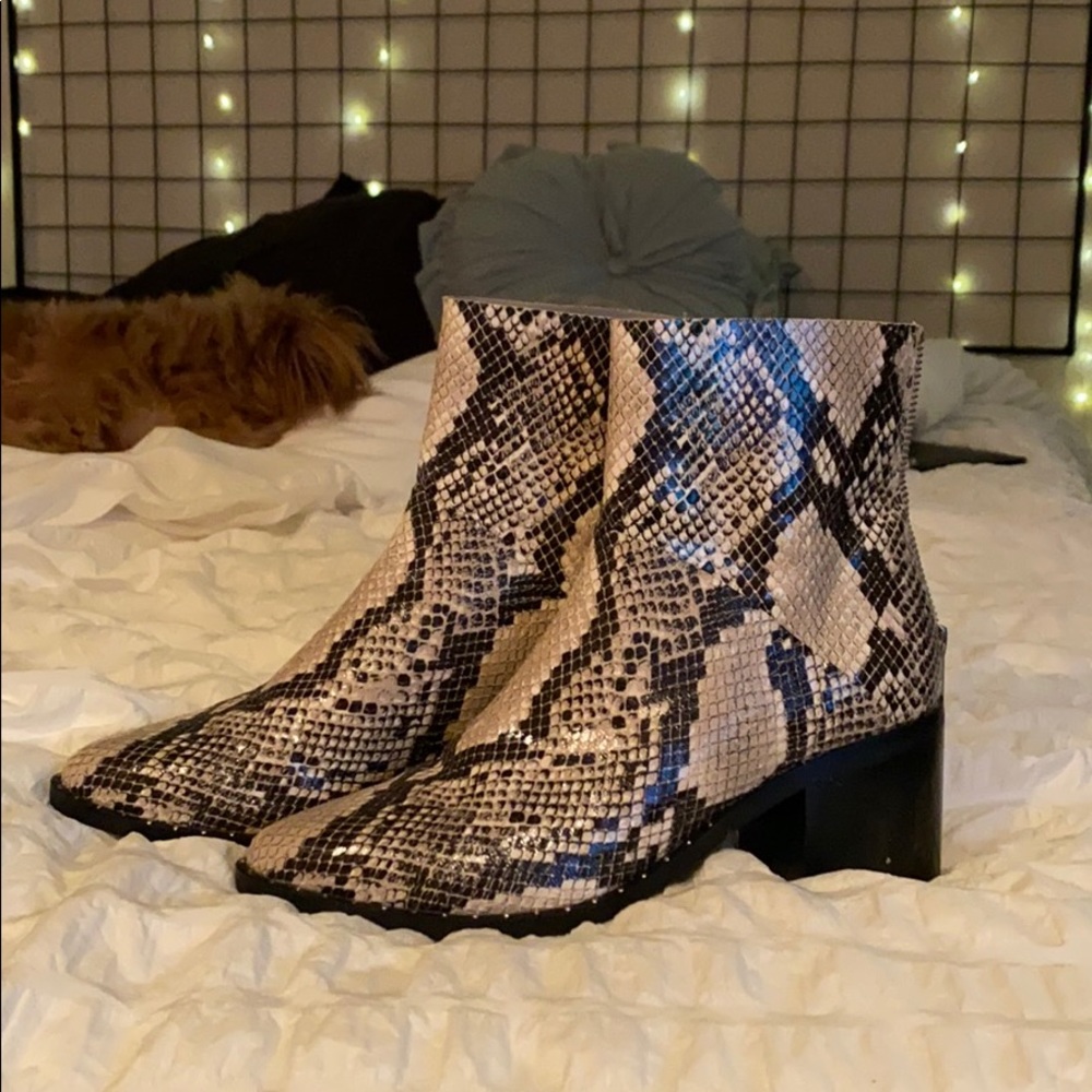 snake skin ankle boot